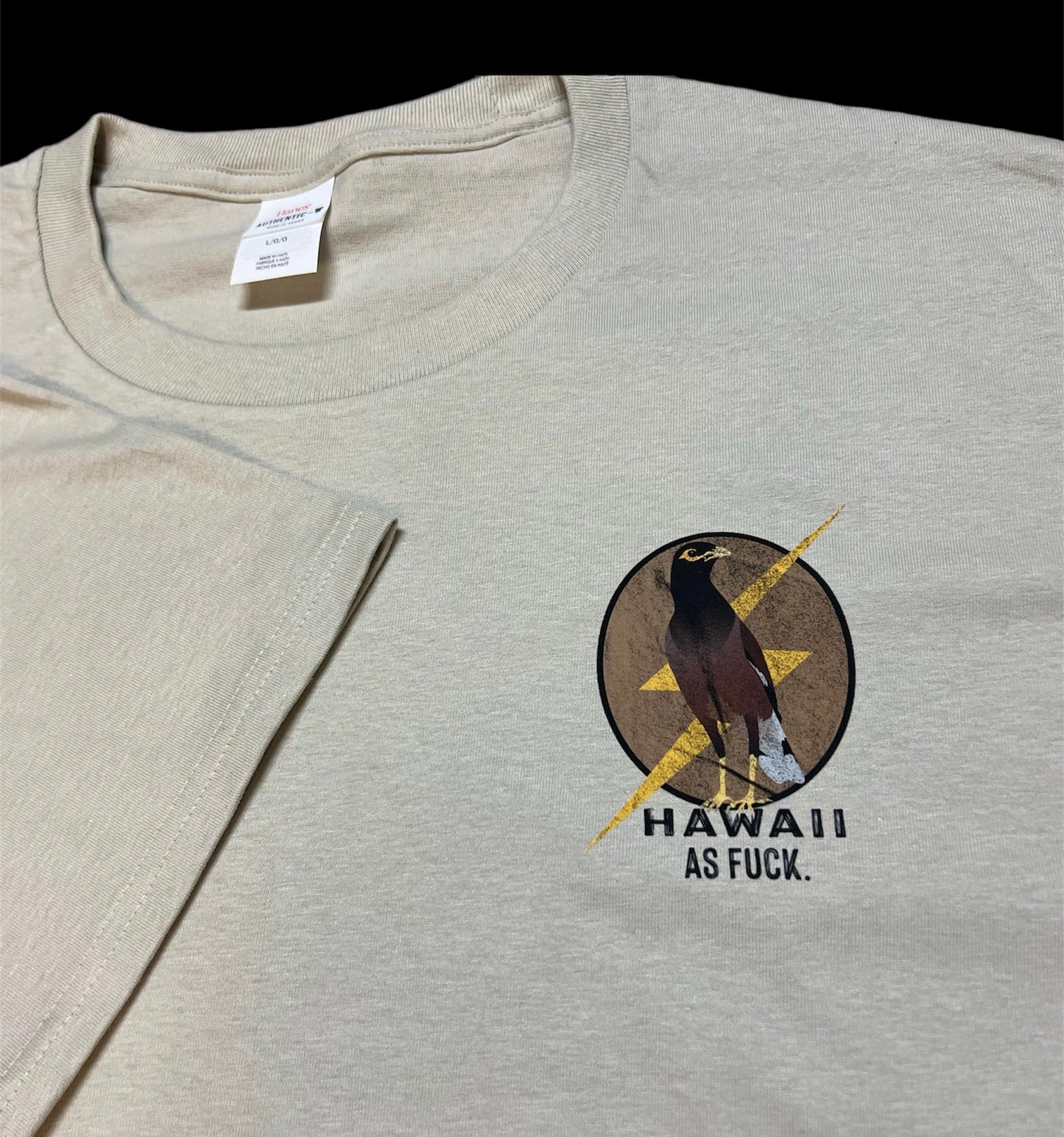 Hawaii AF Lightning Mynah Sand Cotton T Shirt