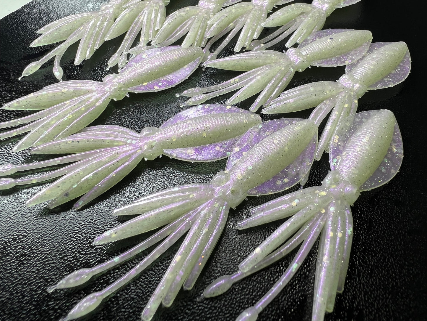 NEW SHAPE 2.75" Ika (Squid) Alpha Obake 4 pack. (Glow)