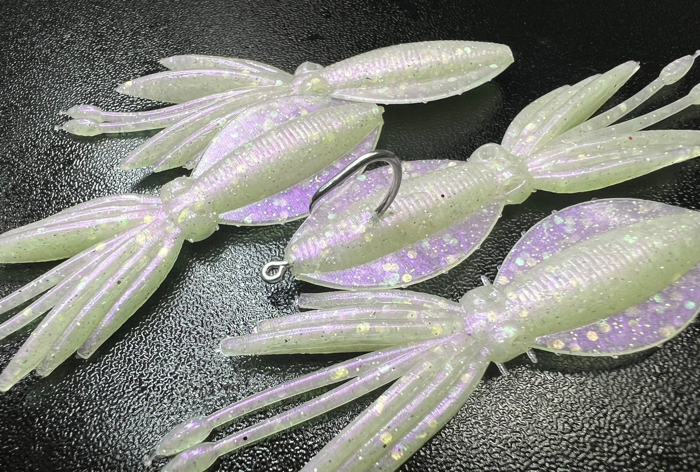 NEW SHAPE 2.75" Ika (Squid) Alpha Obake 4 pack. (Glow)