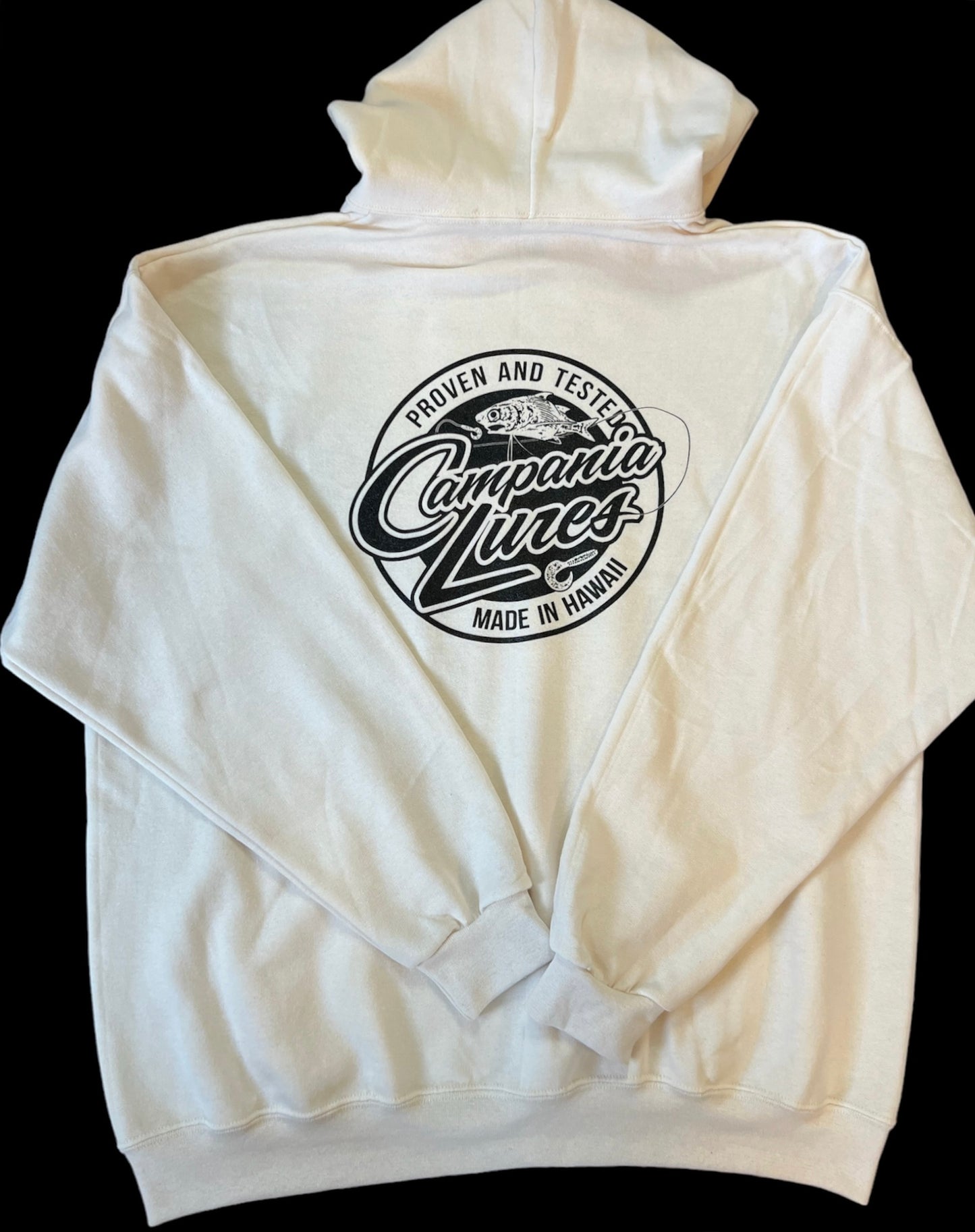 Campania Lures Sweet Cream Heather Hooded Sweater.