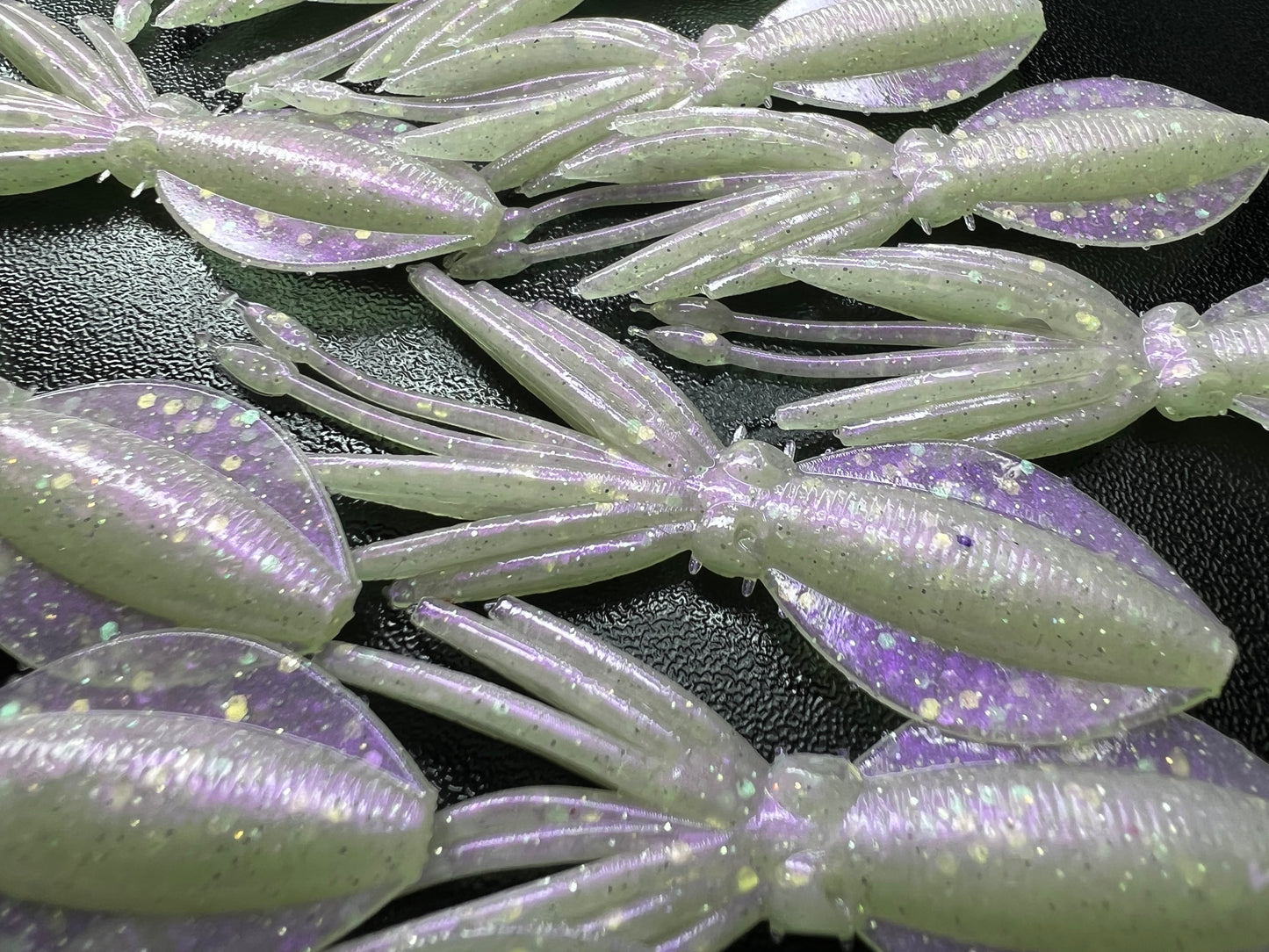 NEW SHAPE 2.75" Ika (Squid) Alpha Obake 4 pack. (Glow)