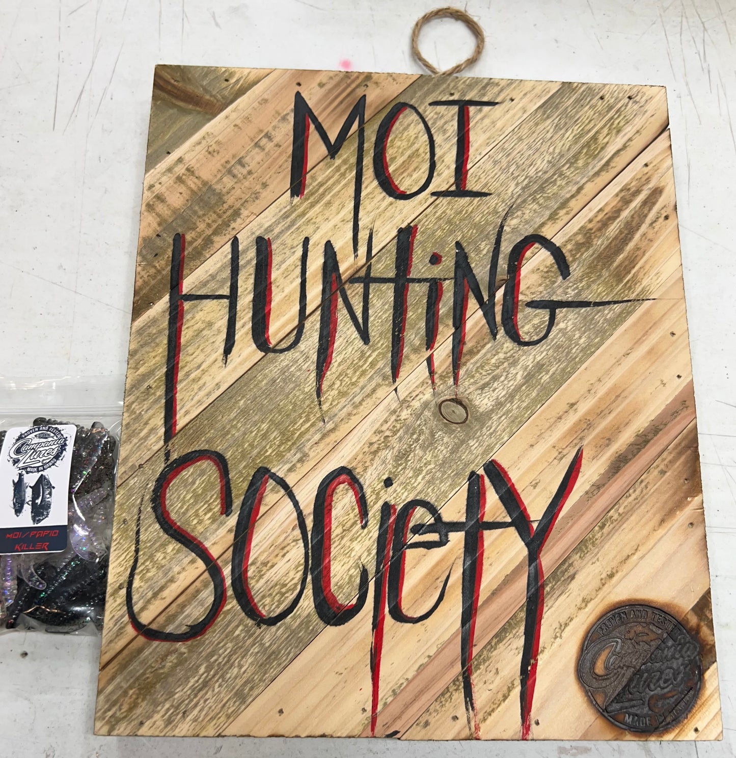 12"x10" Hawaii Moi Hunting Society (Torched wood Panel) and Moi/Papio Killer pack combo.