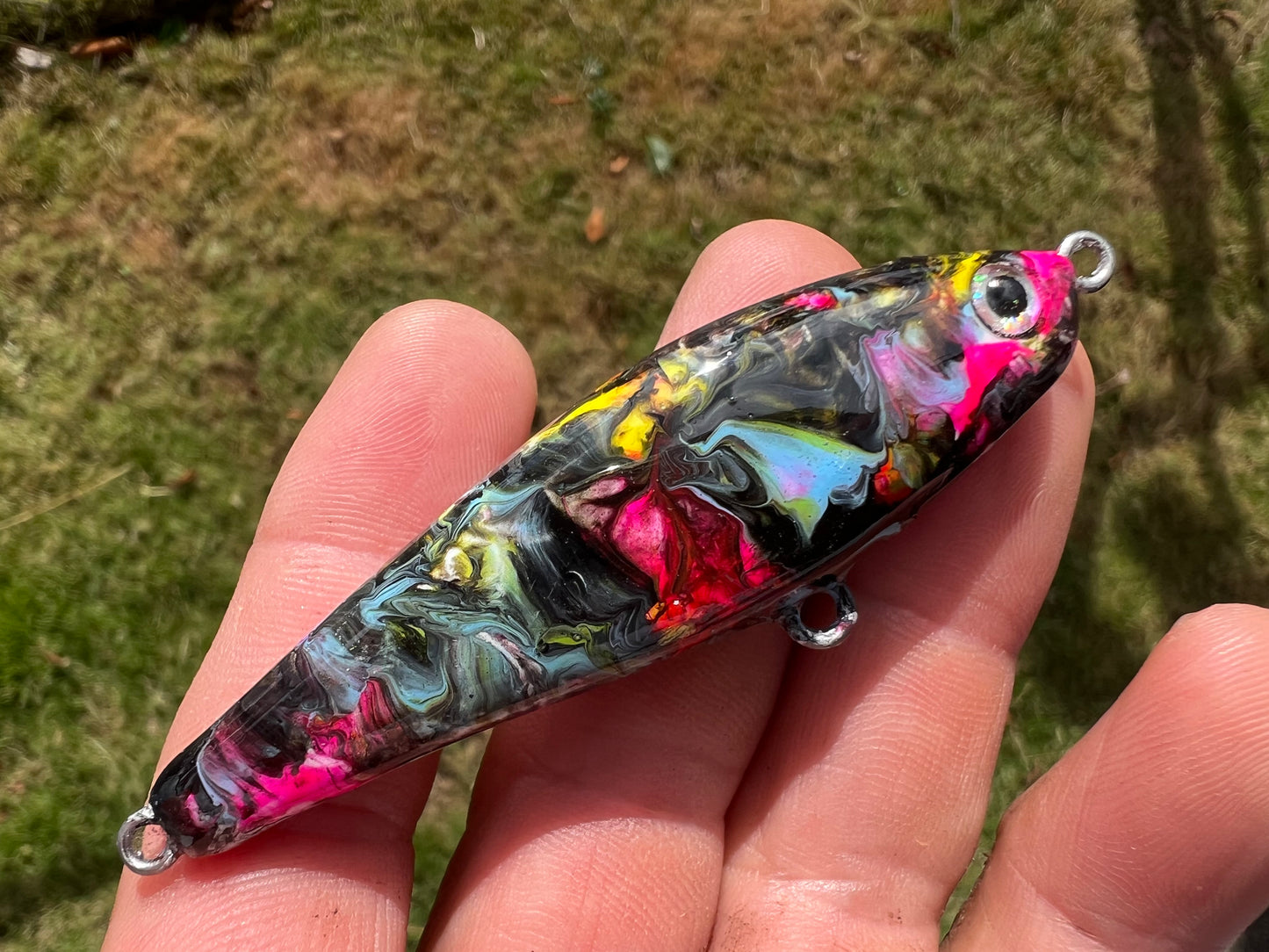 Marbled colorway Sinking Swim Bait.