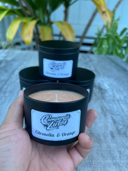 8oz Hand poured Citronella/ Sweet Orange Outdoor Candle.