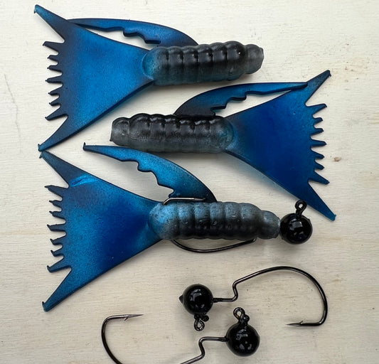 Blue Siamese CF2 (Campania Fighting Fish) 3 pack w/ Jighead combo.