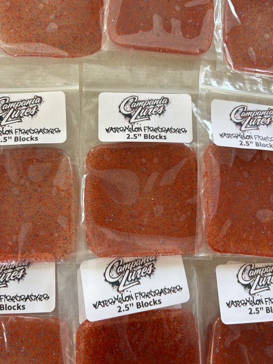 2.5" x 2.5" Watermelon Firecracker Blocks. Trial run