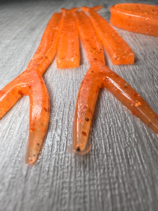 Flo Orange 5" Frantic Aku Strips. Packs of 5