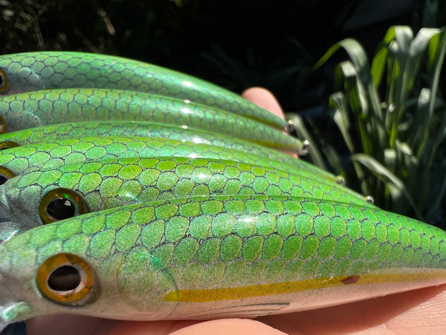 4.5" Viper Green V2 Oama Papio Diver. Sold with hooks and hardware.