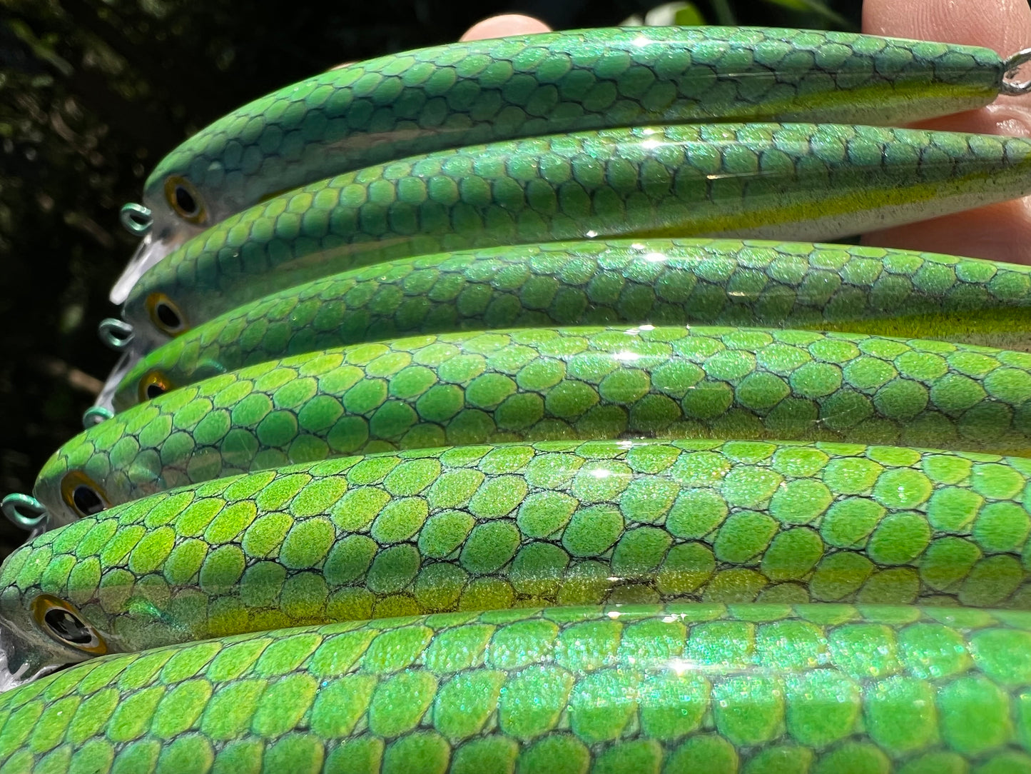 4.5" Viper Green V2 Oama Papio Diver. Sold with hooks and hardware.