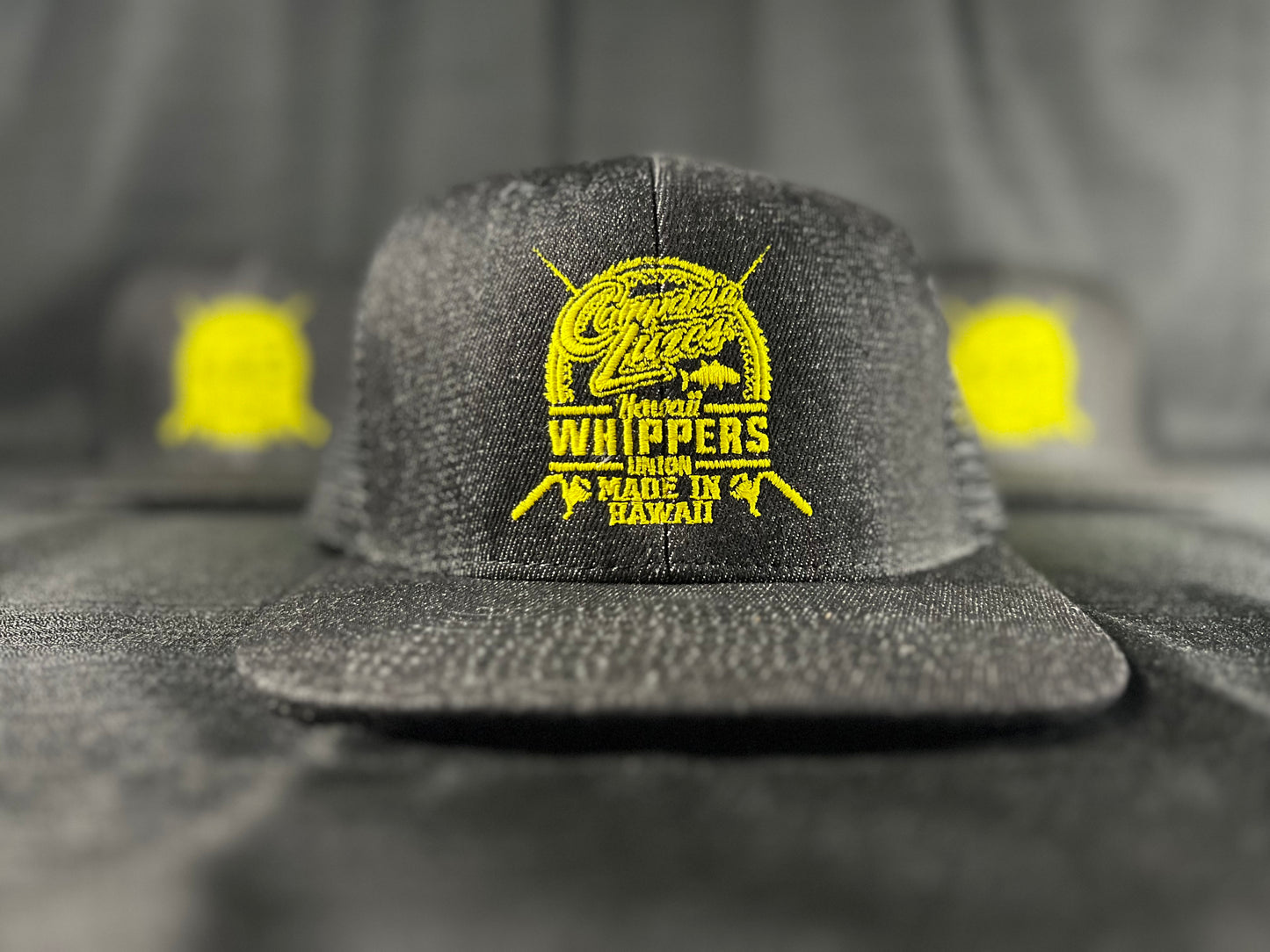 Campania Lures X Hawaii Whippers Union Black Denim/Yellow Logo.