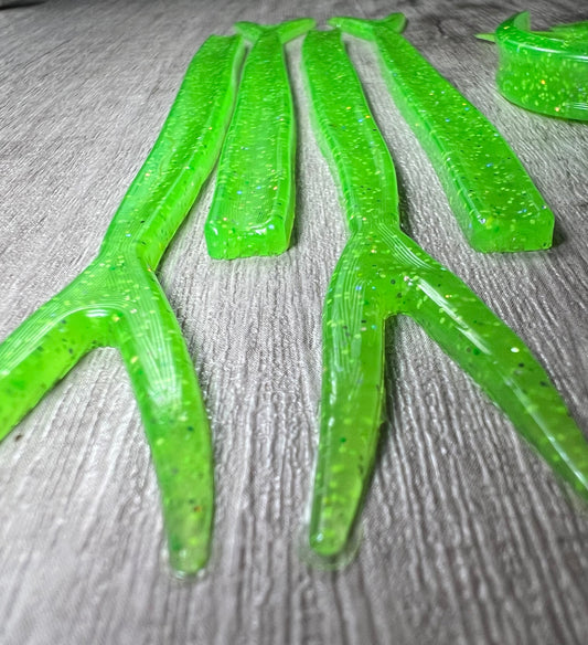 Flo Green 5" Frantic Aku Strips. Packs of 5