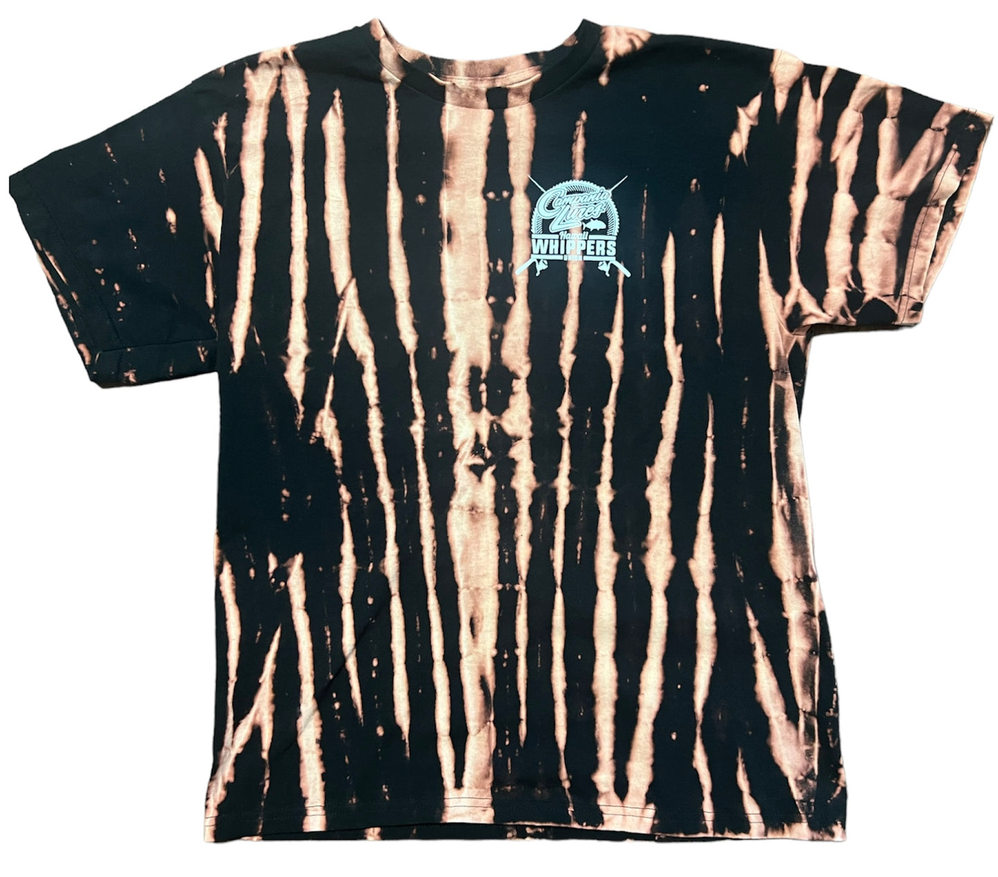 Bleached Tie Dye Campania X Hawaii Whippers Union Black Tee's. (Large Only) Sample run