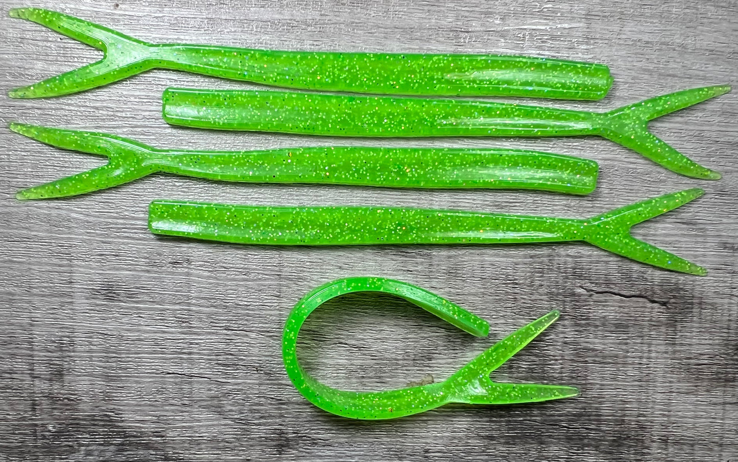 Flo Green 5" Frantic Aku Strips. Packs of 5