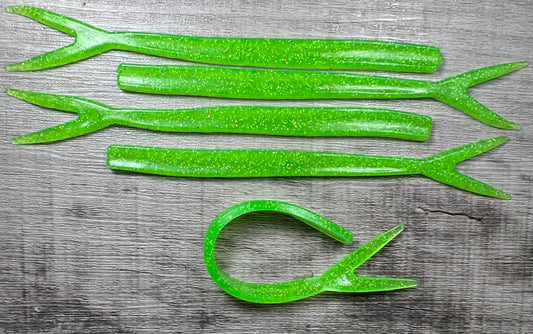Flo Green 5" Frantic Aku Strips. Packs of 5